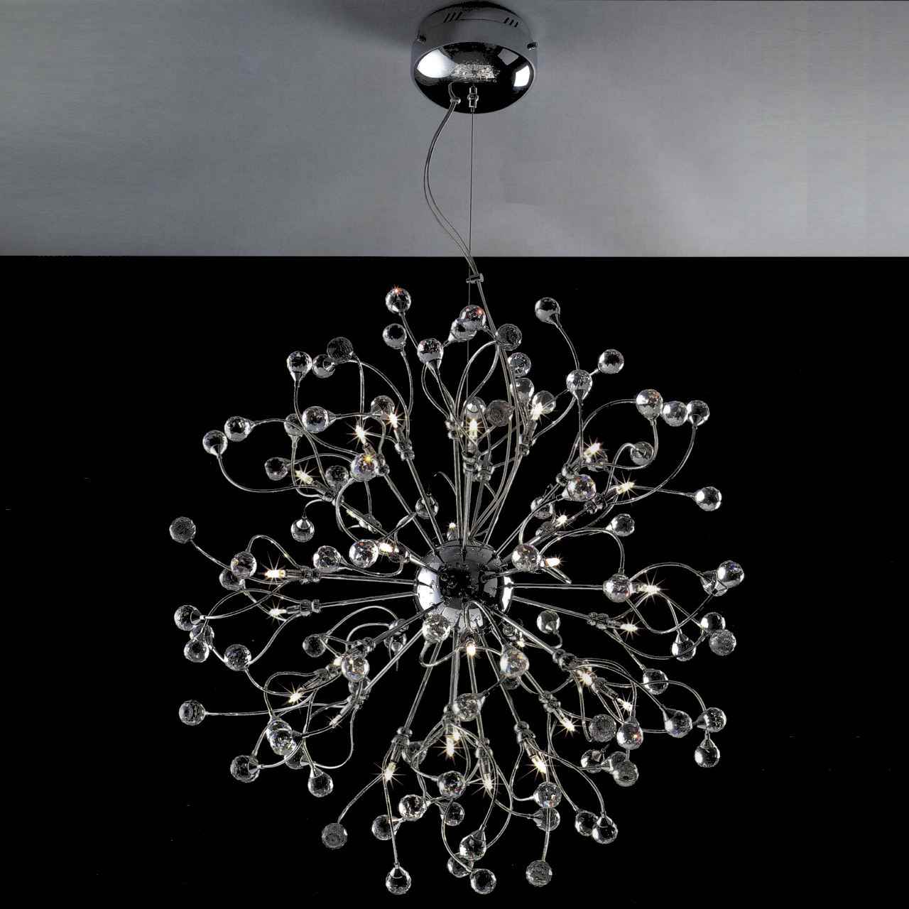 Brizzo Lighting Stores. 30\u0026quot; Sfera Modern Crystal Round Chandelier Polished Chrome 32 Lights
