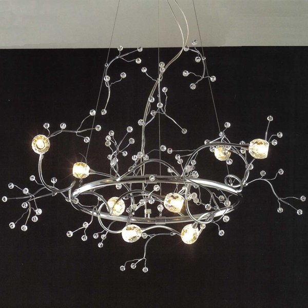 Picture of 32" Albero Modern Crystal Round Branch Chandelier Polished Chrome 8 Lights
