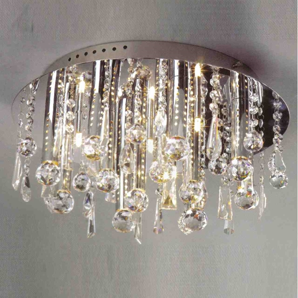 Picture of 14" Miraggio Modern Crystal Flush Mount Round Chandelier Polished Chrome 12 Lights