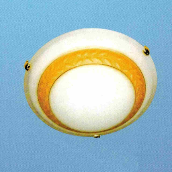 Picture of 12" Lastra Modern Round Flush Mount Gold Finish White / Yellow Glass 2 Lights