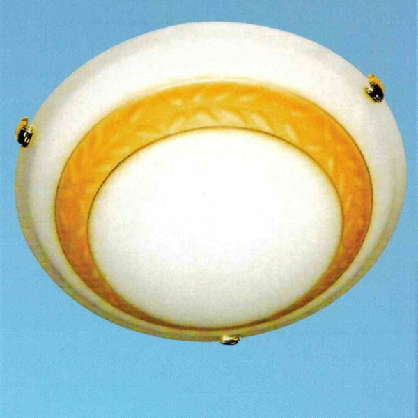 Picture of 16" Lastra Modern Round Flush Mount Gold Finish White / Yellow Glass 3 Lights