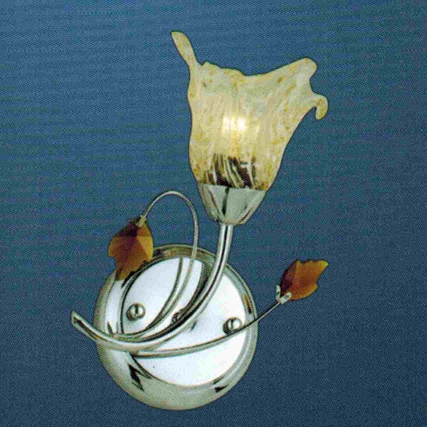 Picture of 11" Flower Transitional Clear / White Fused Glass Wall Sconce Chrome / Gold Finish 1 Light