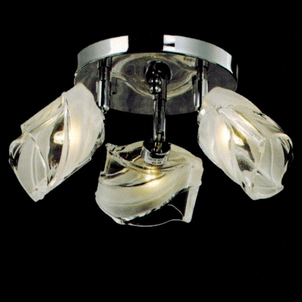 Picture of 13" Blocchi Modern Round Flush Mount Chrome / Gold Finish Clear / White / Color Glass 3 Lights