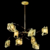 Picture of 29" Blocchi Modern Round Chandelier Chrome / Gold Finish Clear / White / Color Glass 8 Lights