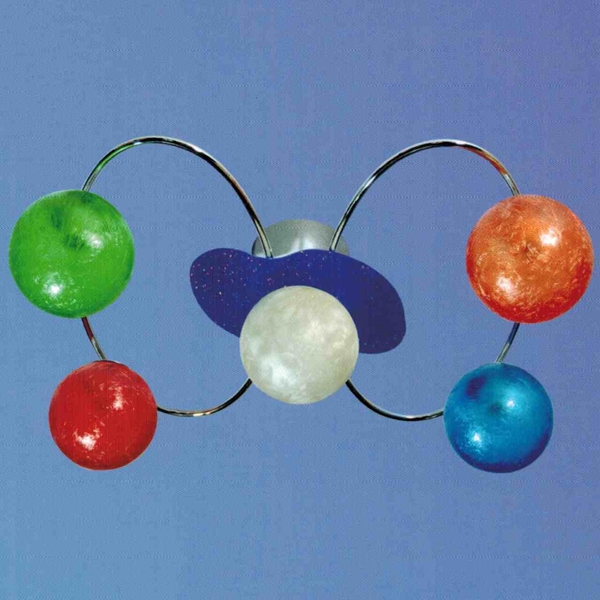 Picture of 23" Ciclo Modern Kids / Office Glass Flush Mount Ceiling Lamp Chrome Finish White / Red / Blue / Green / Orange Color 5 Lights