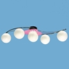 Picture of 35" Ciclo Modern Kids / Office Glass Flush Mount Ceiling Lamp Chrome and Pink Frame White / Red / Green / Blue / Orange Color 5 Lights