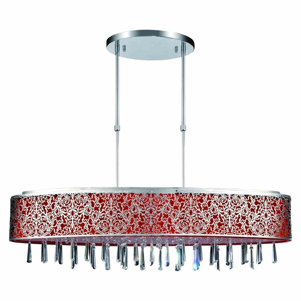 Brizzo Lighting S 38 Drago Modern Crystal Oval Linear Pendant Picture Of 38 Drago Modern Crystal Oval Linear Pendant Chandelier Red Fabric Stainless Steel Shade