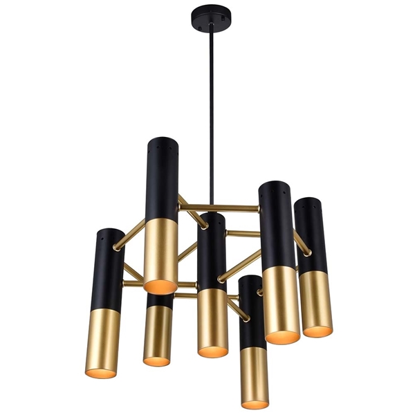 Picture of 17" 7 Light Down Chandelier with Matte Black & Satin Gold finish