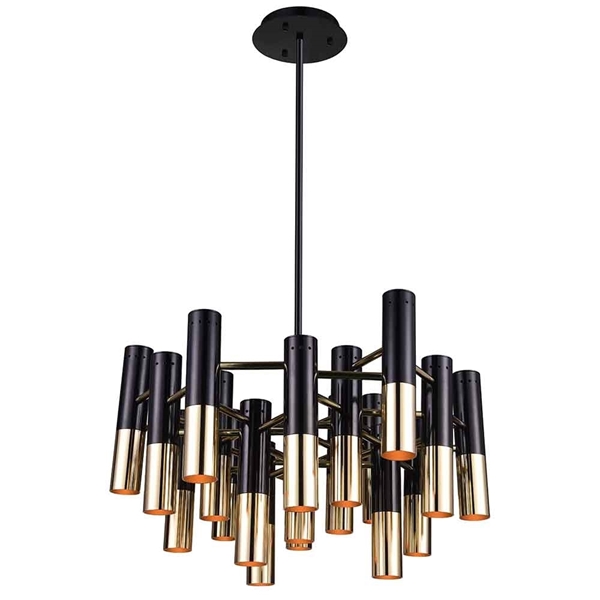 Picture of 26" 19 Light Down Chandelier with Matte Black & Satin Gold finish