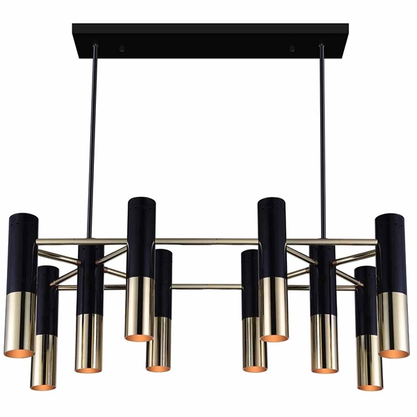 Picture of 32" 10 Light Down Chandelier with Matte Black & Satin Gold finish