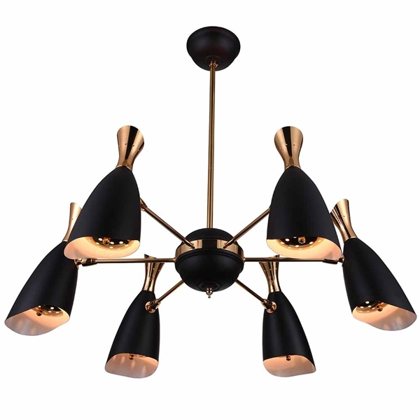 Picture of 43" 12 Light Down Chandelier with Matte Black & Satin Gold finish