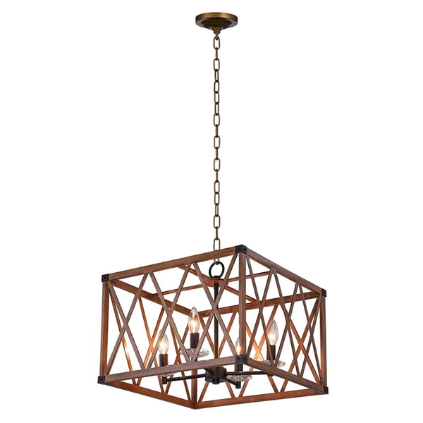 Picture of 18" 4 Light Chandelier with Wood Grain Brown Finish