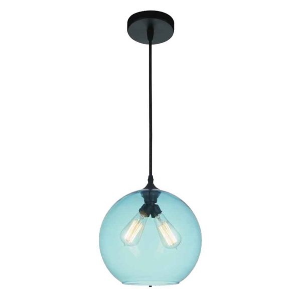 Picture of 12" 2 Light Down Mini Pendant with Transparent Blue finish