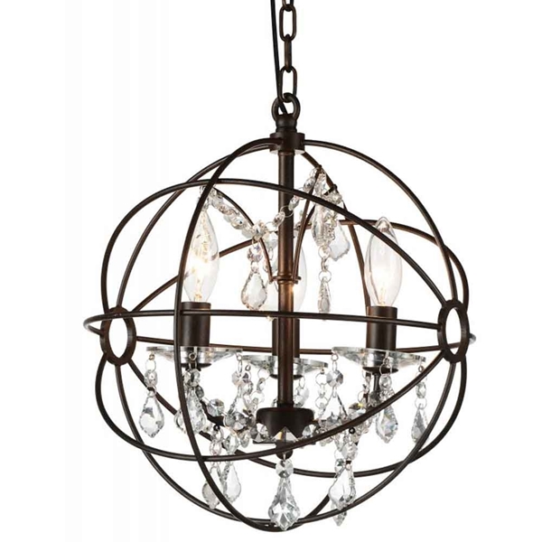 Picture of 13" 3 Light Up Mini Chandelier with Brown finish
