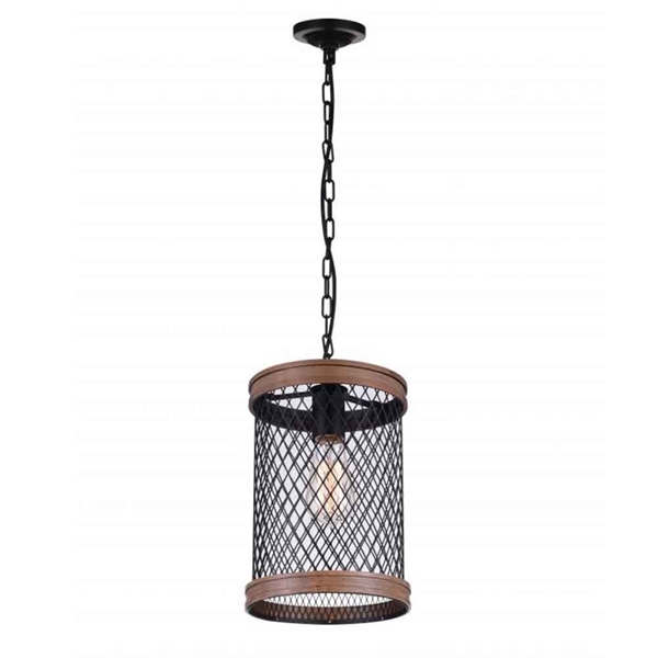 Picture of 14" 1 Light Drum Shade Mini Chandelier with Black finish
