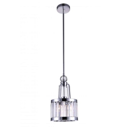 14" 1 Light Drum Shade Mini Chandelier with Chrome finish