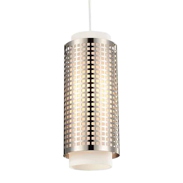 Picture of 14" 1 Light Drum Shade Mini Pendant with Satin Nickel finish