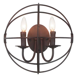 14" 2 Light Wall Sconce with Brown finish