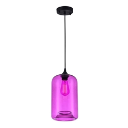15" 1 Light Down Mini Pendant with Transparent Purple finish