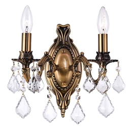 15" 2 Light Wall Sconce with French Gold finish