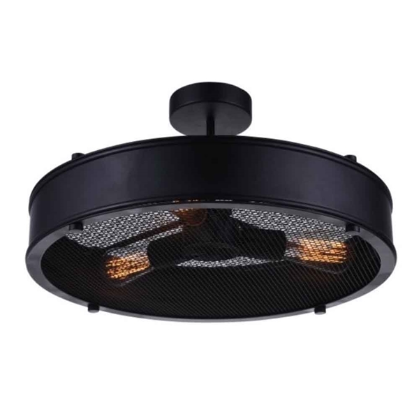 Picture of 16" 3 Light Drum Shade Flush Mount with Black finish