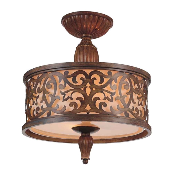Picture of 16" 3 Light Drum Shade Flush Mount with Brushed Chocolate finish