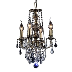 16" 4 Light Up Chandelier with Antique Brass finish