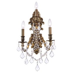18" 3 Light Wall Sconce with French Gold finish