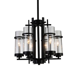 18" 6 Light Up Chandelier with Black finish