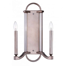 19" 2 Light Wall Sconce with Brownish Silver finish