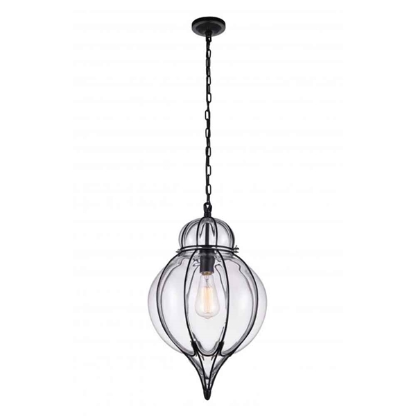 Picture of 20" 1 Light Down Pendant with Black & Wood finish