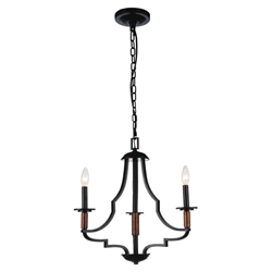 20" 3 Light Up Chandelier with Black finish