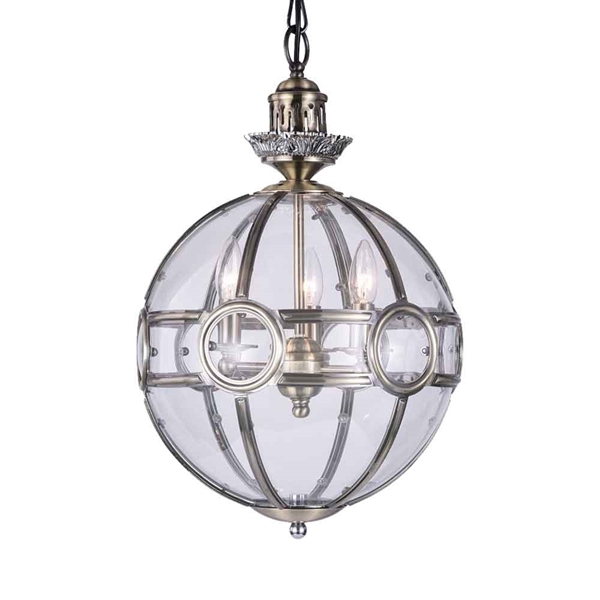 Picture of 21" 3 Light Mini Pendant with Antique Brass Finish