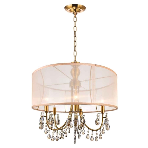 Picture of 22" 5 Light Drum Shade Chandelier with French Gold finish