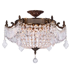 22" 6 Light Bowl Flush Mount with French Gold finish