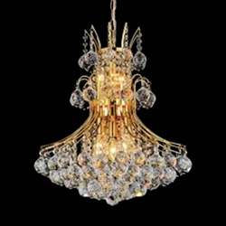 24" 10 Light Down Chandelier with Gold finish