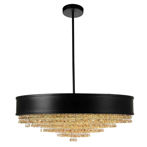 Picture of 24" 10 Light Drum Shade Chandelier with Black finish