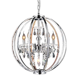 24" 5 Light Up Chandelier with Chrome finish