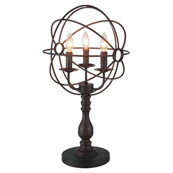 25" 3 Light Table Lamp with Brown finish