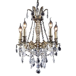 25" 5 Light Up Chandelier with French Gold finish