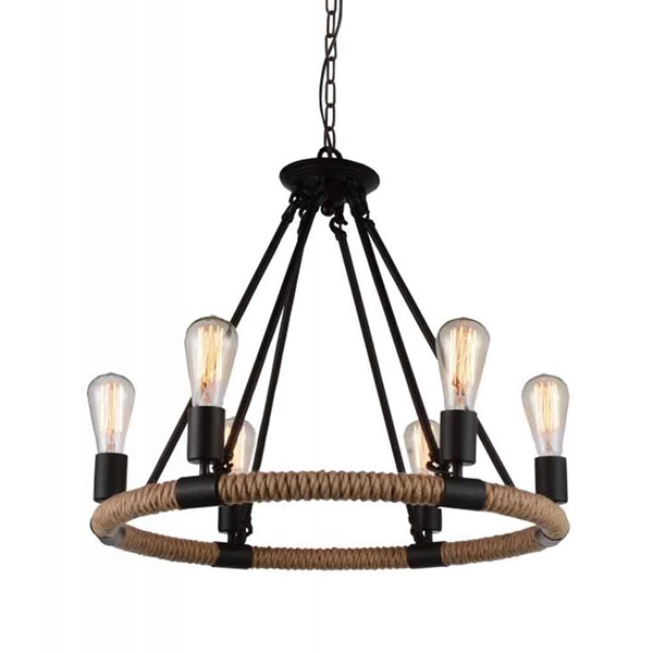 Picture of 25" 6 Light Up Chandelier with Black  finish