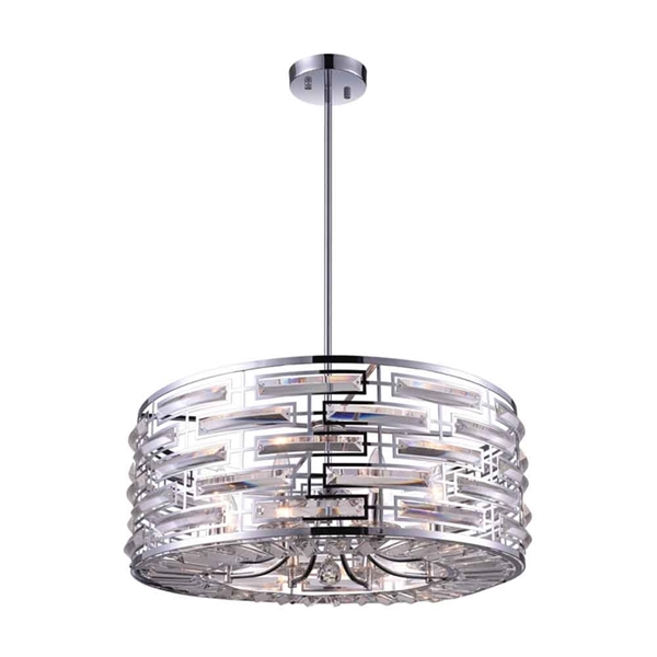 Picture of 25" 8 Light Drum Shade Chandelier with Chrome finish