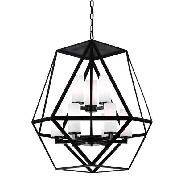 Picture of 26" 9 Light Candle Chandelier with Black finish