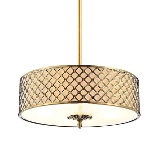 Picture of 27" 5 Light Drum Shade Chandelier with French Gold finish