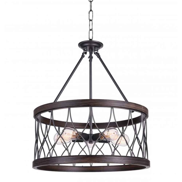 Picture of 27" 5 Light Drum Shade Chandelier with Gun Metal finish