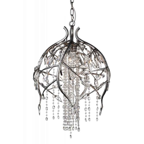 Picture of 28" 6 Light Down Chandelier with Speckled Nickel finish