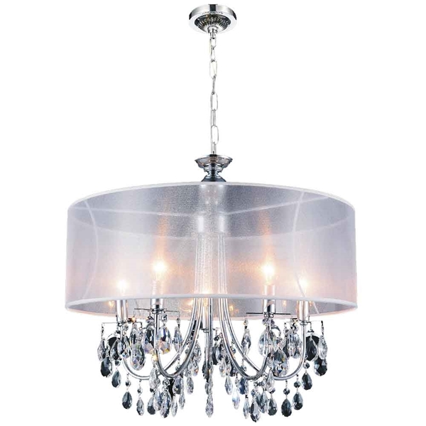 Picture of 28" 8 Light Drum Shade Chandelier with Chrome finish