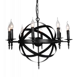 28" 8 Light Up Chandelier with Black finish