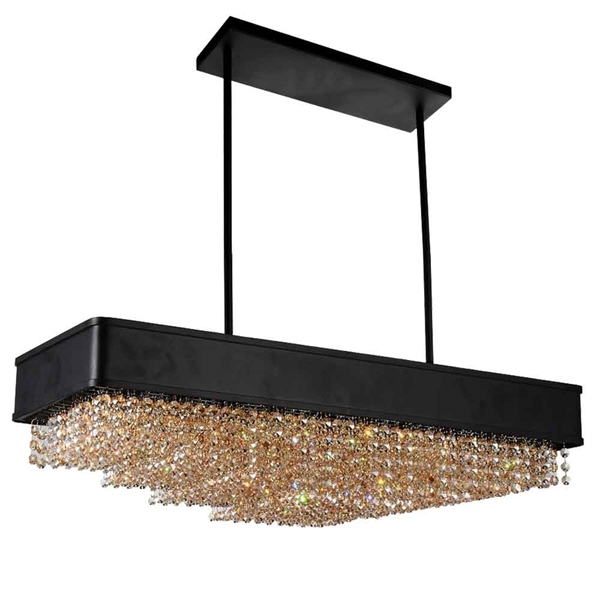 Picture of 30" 15 Light Drum Shade Chandelier with Black finish