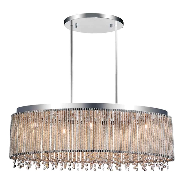 Picture of 30" 5 Light Drum Shade Chandelier with Chrome finish